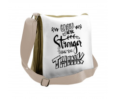 Floral Motivational Phrase Messenger Bag