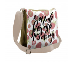 Strawberries Romantic Words Messenger Bag