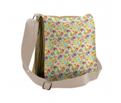 Nursery Bird and Flowers Messenger Bag