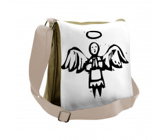 Sketch Style Christmas Angel Messenger Bag