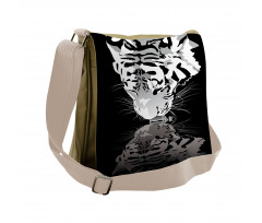 Tiger Drinking Water Messenger Bag