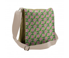 Tropical Flowers Palm Leaf Messenger Bag