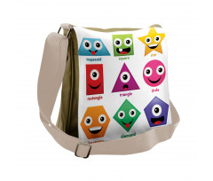 Shapes with Funny Faces Messenger Bag