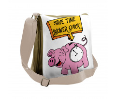 Save Time Shower Quick Piggy Messenger Bag