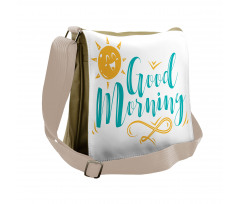 Smiling Sun and Wavy Letters Messenger Bag