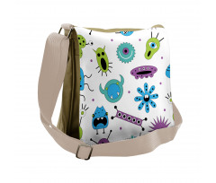 Colorful Monster Design Virus Messenger Bag