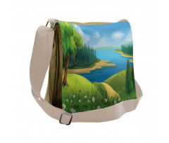 Cartoon Landscape Pattern Messenger Bag