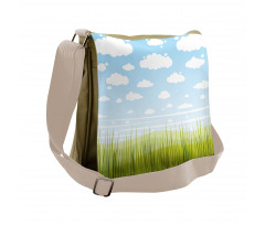 Grass and Clouds Landscape Messenger Bag