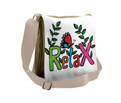 Phrase Butterfly and Leaves Messenger Bag