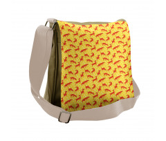 Animal Silhouettes on Yellow Messenger Bag