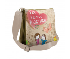 6 Years Together Words Messenger Bag