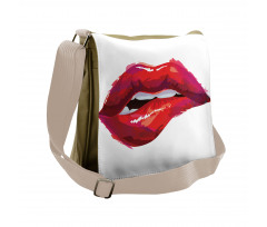 Woman Biting Lips Messenger Bag