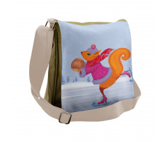 Skating Animal with a Nut Messenger Bag