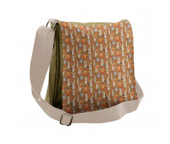 Cartoon Animals of Forest Messenger Bag