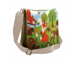 Happy Animals in Forest Messenger Bag