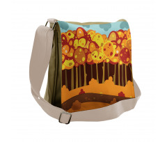 Forest in Autumn Cartoon Messenger Bag