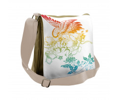 Oriental Bird with Flowers Messenger Bag