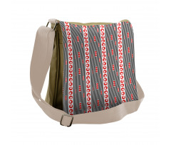 Vertical Stripes Circles Messenger Bag