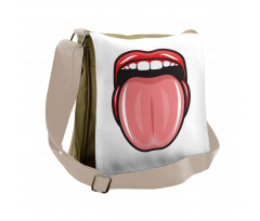 Open Mouth Tongue out Image Messenger Bag