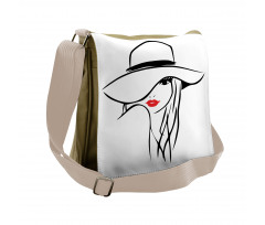 Girl Wearing a Big Floppy Hat Messenger Bag