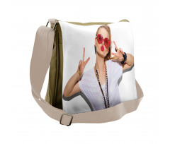 Blond Festival Girl Posing Messenger Bag