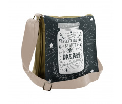 Grunge Style Stars Foliage Messenger Bag