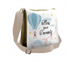 Hot Air Balloon Stars Clouds Messenger Bag