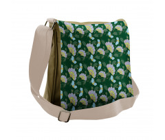 Cartoonish Flowers Butterfly Messenger Bag