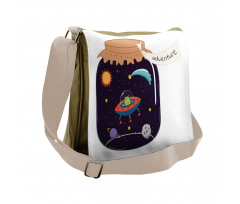 Hand Drawn Alien in a Jar Messenger Bag