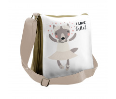 Ballerina Wolf in a Tutu Messenger Bag