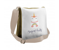 Unicorn Cake Cursive Words Messenger Bag