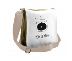 Meow or Never Word Fangs Messenger Bag