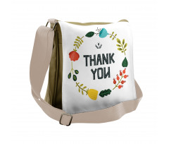 Typography Floral Wreath Messenger Bag