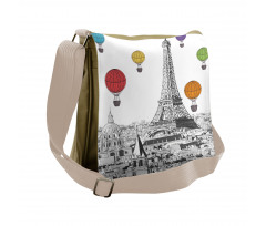 Eiffel Tower and Balloons Messenger Bag