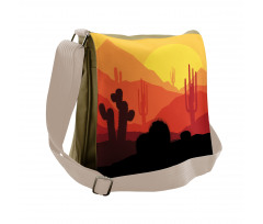 Western Cactus Silhouettes Messenger Bag