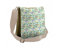 Ethnic Animal and Palms Messenger Bag