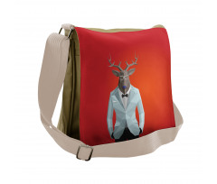 Moose Animal Person in Suit Messenger Bag