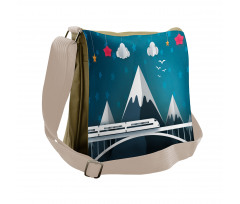 Cartoon Style Mountains Messenger Bag