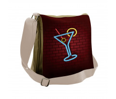 Cocktail Glass over Brick Wall Messenger Bag