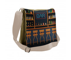 Bar Chairs Cocktail Bottles Messenger Bag