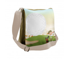 Little Boy Hitting the Ball Messenger Bag