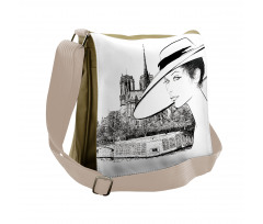 Sketch of a French Woman Messenger Bag