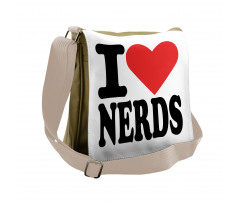 I Love Nerds Words with Heart Messenger Bag