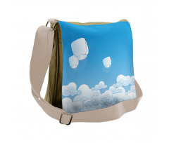 Lantern Floating Away in Sky Messenger Bag