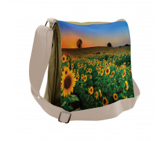 Flower Field at Sunset Messenger Bag