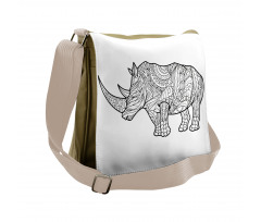 Animal Sketch with Flowers Messenger Bag