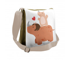 Mother and Calf with Heart Messenger Bag