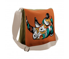 Colorful Animal Portrait Boho Messenger Bag