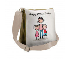 Cartoon Son and Daughter Messenger Bag