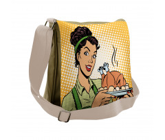 Woman with Cooked Chicken Messenger Bag